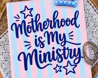 Motherhood Is My Ministry PNG, Christian Mom PNG, Faith Based Mom Shirt Design, Retro Coquette Mama Sublimation, Mother's Day PNG