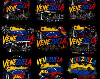 Venezuela PNG Bundle, Venezuela Flag PNG, 10 Patriotic Venezuela Sublimation Designs, Venezuela Map PNG, Venezuela Shirt Design