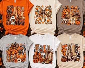 Preppy Fall PNG Bundle, Coquette Pumpkin PNG Bundle, Retro Autumn Bow Sublimation, Leopard Pumpkin Clipart, Cute Fall Shirt Design