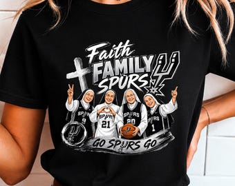 Spurs Nuns PNG | Faith Family 210 Shirt Design | San Antonio Basketball Fan Gift | Catholic Sports PNG Download | Christian Nuns Png