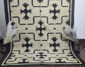 Handwoven Wool Jute Kilim Rug, Traditional Indian Dhurrie Handmade, Kilim Dhurrie Rug, Traditional Indian jute Area rug