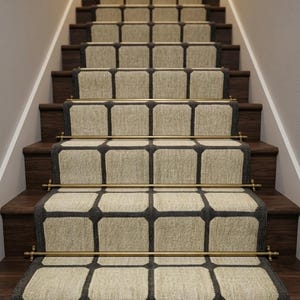 Turkish Wool Jute Staircase Runner - Handwoven Wool Kilim, Eco-Friendly & Durable, Ideal for Entryway, Hallway, Bedside Floor Décor
