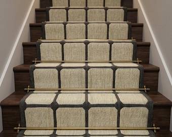 Turkish Wool Jute Staircase Runner - Handwoven Wool Kilim, Eco-Friendly & Durable, Ideal for Entryway, Hallway, Bedside Floor Décor