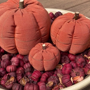 Primitive Fall, Halloween Dark Orange, Green Pumpkin Ornies, 3 Diff Sizes