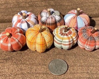 Primitive Fall Halloween Homespun Tiny Pumpkin Ornies