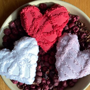 Primitive Valentines Chenille Heart Ornies, Bowl Fillers, 3 Colors