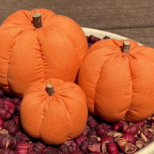Primitive Fall Halloween Orange Pumpkin Ornies, 3 Diff Sz