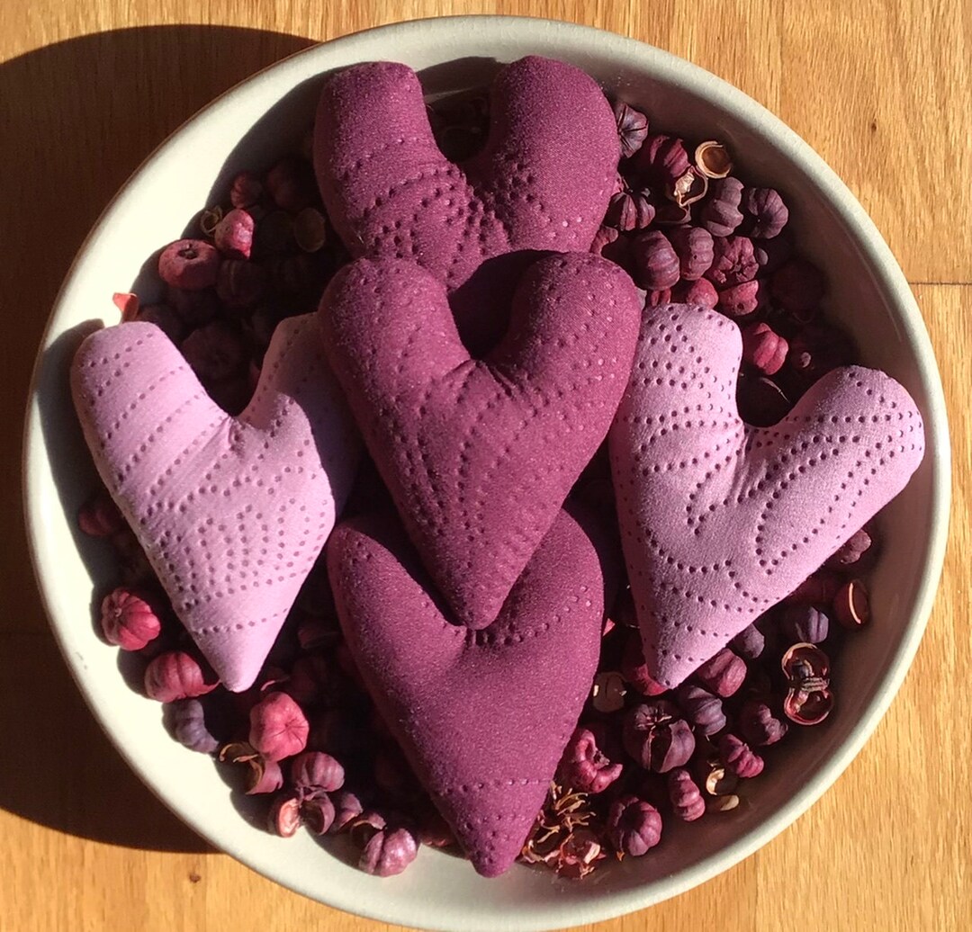 Primitive Valentines Embossed Quilt Heart Ornies Bowl Etsy