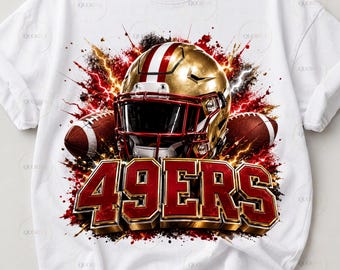 49ers PNG SVG, Design für ein Football-Shirt der San Francisco 49ers, Sublimationsdruck für den Spieltag, Cricut-Schnittdatei, digitaler Download