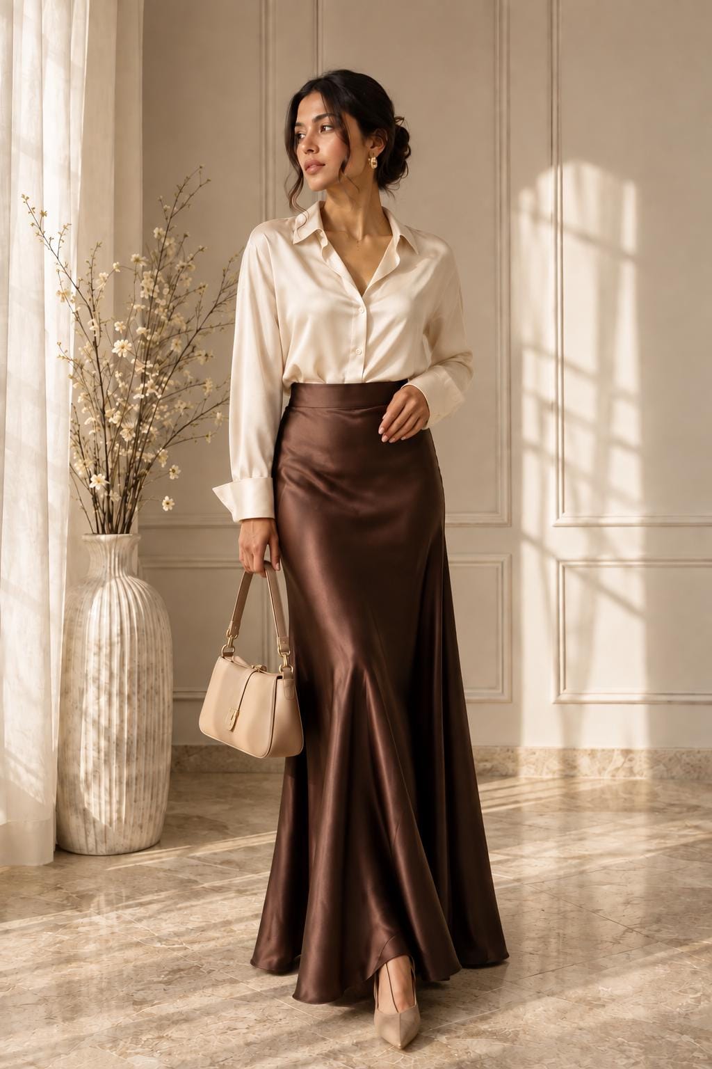Silk Brown Skirt - Etsy