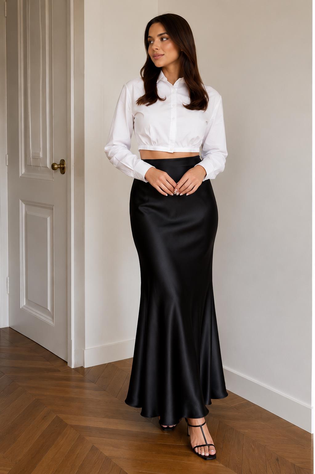 Black Silk Maxi Skirt