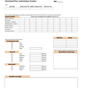 Herniated Disc & Sciatica Tracker | Chronic Back Pain Instant Printable PDF