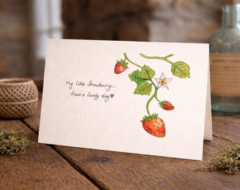 Hand painted, watercolour, original, card (NOT A PRINT). Featuring strawberries. <3
