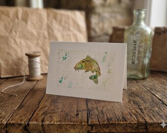 Hand painted original (NOT A PRINT) card. featuring a fish. <3
