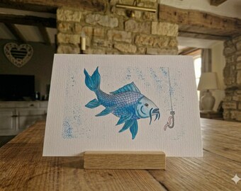 Hand painted original (NOT A PRINT) card. featuring a fish. <3