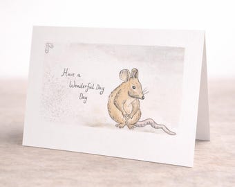 Hand painted original (NOT A PRINT) card. featuring a mouse. <3