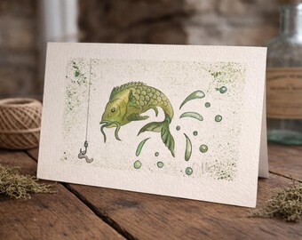 Hand painted original (NOT A PRINT) card. featuring a fish. <3