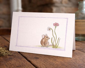 Hand painted original (NOT A PRINT) card. featuring a mouse. <3