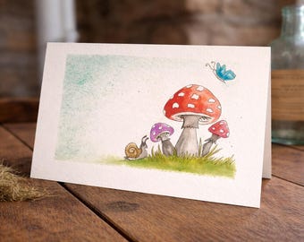 Hand painted original card, NOT A PRINT. Featuring mushrooms. <3