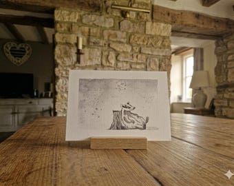Hand painted original (NOT A PRINT) card. featuring a badger. <3