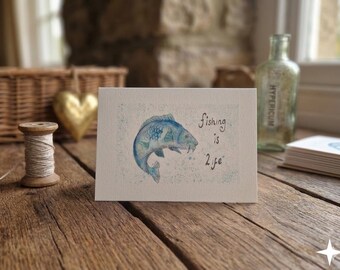 Hand painted original (NOT A PRINT) card. featuring a fish. <3