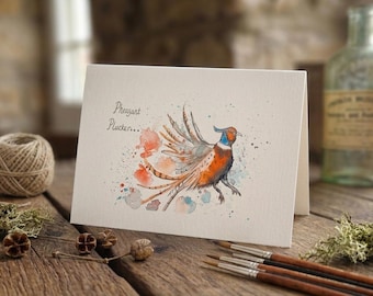 Hand painted original (NOT A PRINT) card. featuring a pheasant. <3
