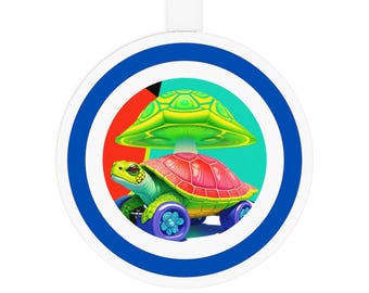 Chargeur sans fil coloré Turtle on Wheels | Tapis rétro pour téléphone portable