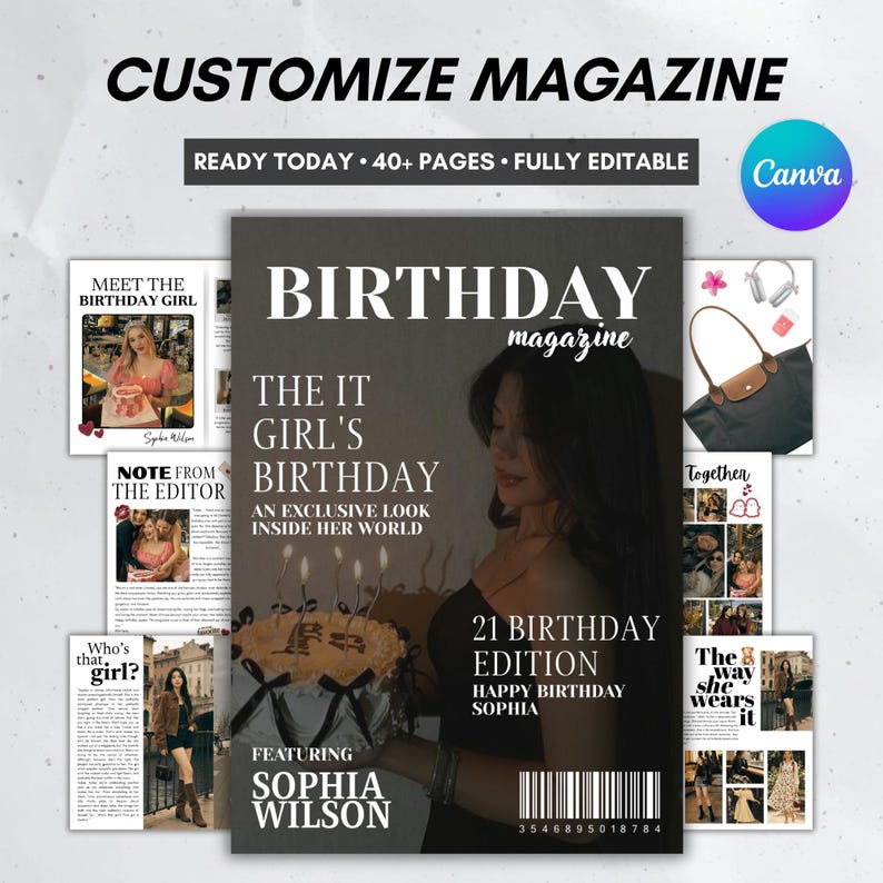 Birthday Magazine Template, Personalized Birthday Gift for Best Friend ...