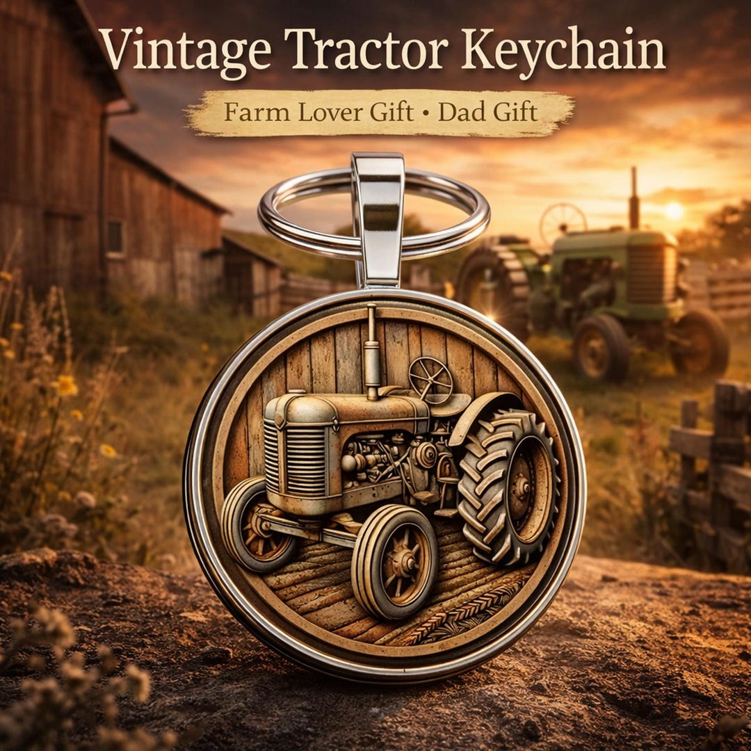 Farm Key Rings Vintage Tractor Keychain, Farm Lover Gift, Farmer Key Ring, Rustic ...