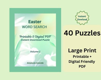 Cruciverba di Pasqua stampabile e digitale per adulti, adolescenti e anziani / Puzzle a download immediato