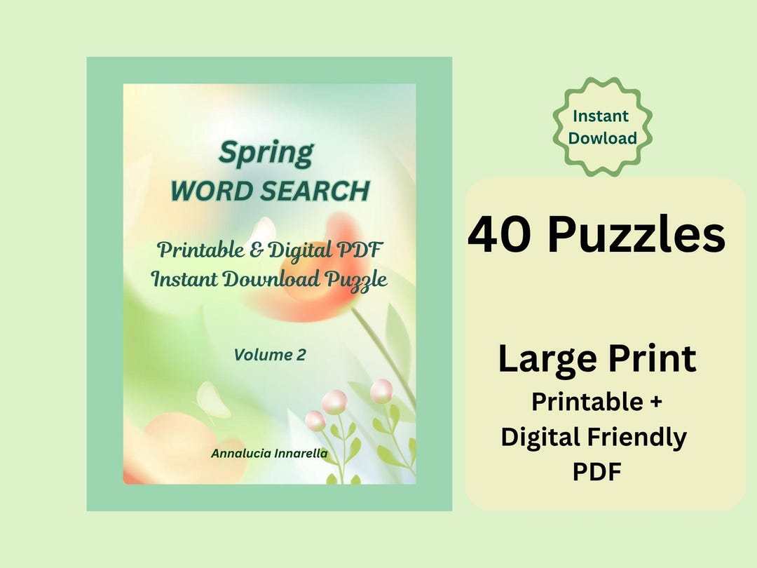 Spring Word Search Printable PDF | Relaxing Puzzle Activity for Adults