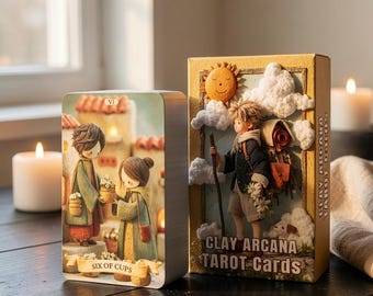 Cartas de tarot de arcilla curativa, baraja de tarot artística única para regalar.