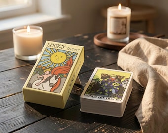 Baraja de Tarot de la Suerte, Cartas de Tarot con Dibujos Animados para Principiantes