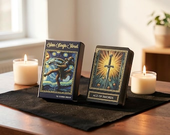 Baraja de Tarot Van Gogh de 78 cartas, Cuadro al óleo La noche estrellada, Cartas de adivinación Rider Waite 10×6 cm