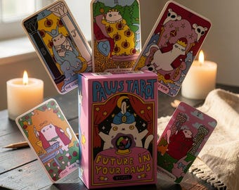 Cartas de Tarot de Gatos Kawaii, una divertida baraja de adivinación para amantes de los gatos.