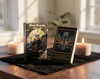 Baraja de Tarot Océano Azul de 78 cartas, Tarot de Adivinación Rider Waite, 10×6 cm