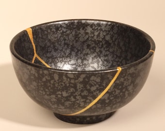 Kintsugi Bowl, Handmade Gold Repair Kintsugi Pottery Gift, Wabi Sabi Decor