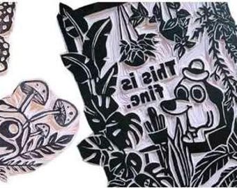 Custom Block Printing Stamp | Hand-Carved Linocut Rubber Block for Fabric, Paper, Art Prints, Tote Bags + Merch