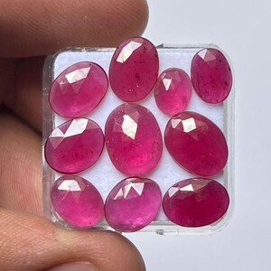 Rubí 100% natural, GF, corte rosa, láminas planas de 7 a 11 mm, gemas de rubí de color rojo rosado, forma ovalada, lote de 10 piezas para la fabricación de joyas.