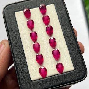AAA Natural Ruby Glass Filled 6x9mm Pear Cut, Faceted Ruby AAA Quality,  Loose Gemstone For Making Jewelry, July Birthstone
