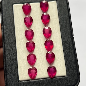 AAA+ Natural Ruby Glass Filled 7x9mm Pear Cut, Faceted Ruby AAA Quality,  Loose Gemstone For Making Jewelry, July Birthstone