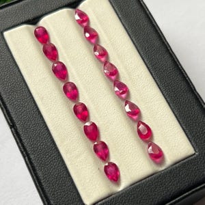 AAA-Naturrubin, glasgefüllt, 6 x 4 mm, Birnenschliff, facettiert, AAA-Qualität, loser Edelstein zur Schmuckherstellung, Geburtsstein für Juli