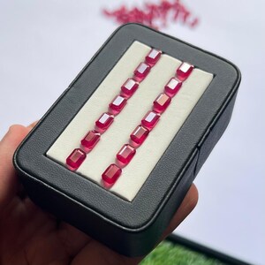 AAA+ Quality Natural Ruby Glass Filled 7x5 mm Octagon Cut Faceted – Pinkish Red Color – Lot of Pieces Available – Loose Gemstone for Jewelry