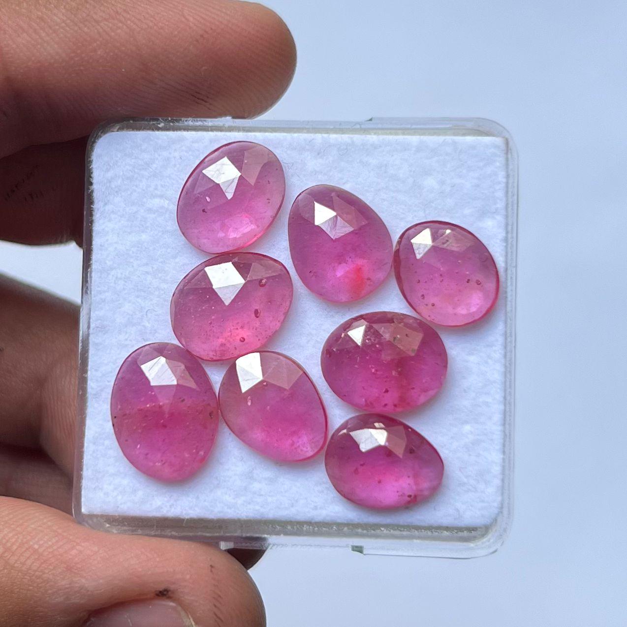 100% Natural Ruby GF Rose Cut Slices Flat Back 11-13mm Glass Filled ...