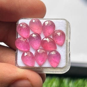 100% Natural Ruby Glass Filled Rose Cut Slices 7x9mm Pear Cut Pink Color | Ruby Loose Gemstone | Jewelry Making | 10 Pcs Lot,