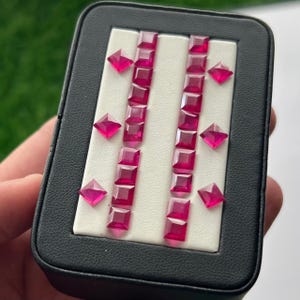 5mm, AAA Natural Ruby (Glass Filled) Faceted | Pinkish Square Cut | Calibrated Loose Gemstones | Quantity Available, for Jewelry