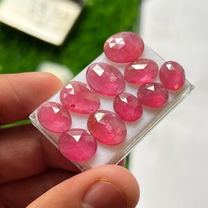 AAA naturliga rubinglasfyllda rosskurna skivor 10-15 mm ovala slipade rosa röda färger | Lös rubin ädelsten | Smyckestillverkning | 10 st. lot,