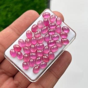 AAA Natural Ruby Glass Filled Oval Cabochon 7x5mm | Calibrated Loose Ruby Gemstone for Jewelry Making | Lot Available