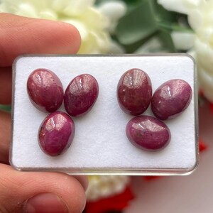 AAA Naturlig Rubin Oval Cabochon | 13-14 mm Rubin Lös Ädelsten för Smyckestillverkning, (3 Par)
