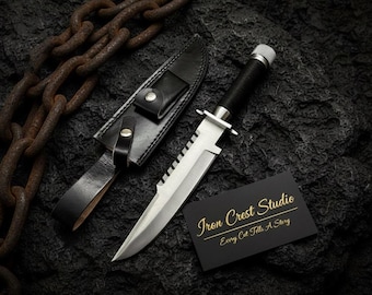 D2 stalen commandomes | Handgemaakte replica bowiemes | Op film geïnspireerd mes met leren schede | Jachtcadeau voor mannen